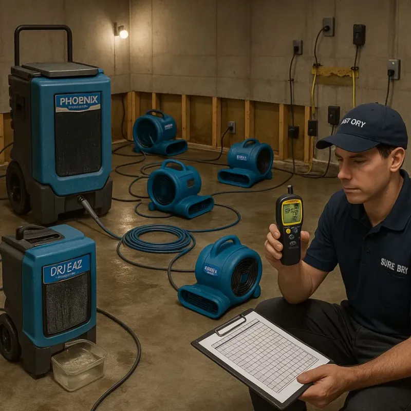 Structural Drying and Dehumidification process in Timberlane, LA
